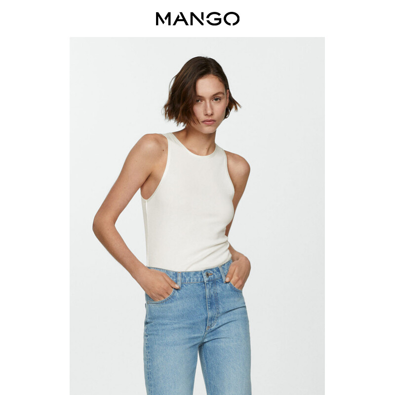 

Женская майка Mango тонкая облегающая, белый