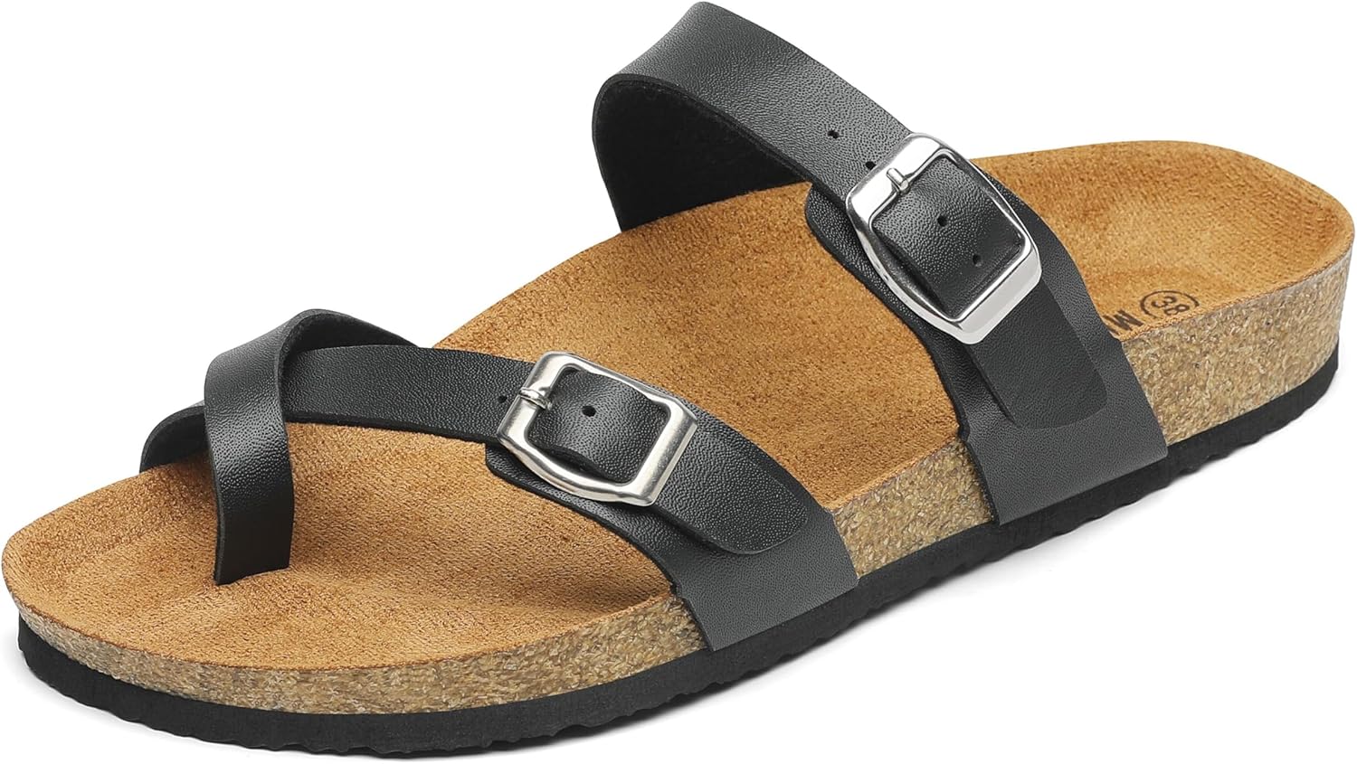 

Сандалии Mishansha для мужчин и женщин с амортизирующей стелькой, удобные с открытым носком и двойной пряжкой, плоские шлепанцы, черный