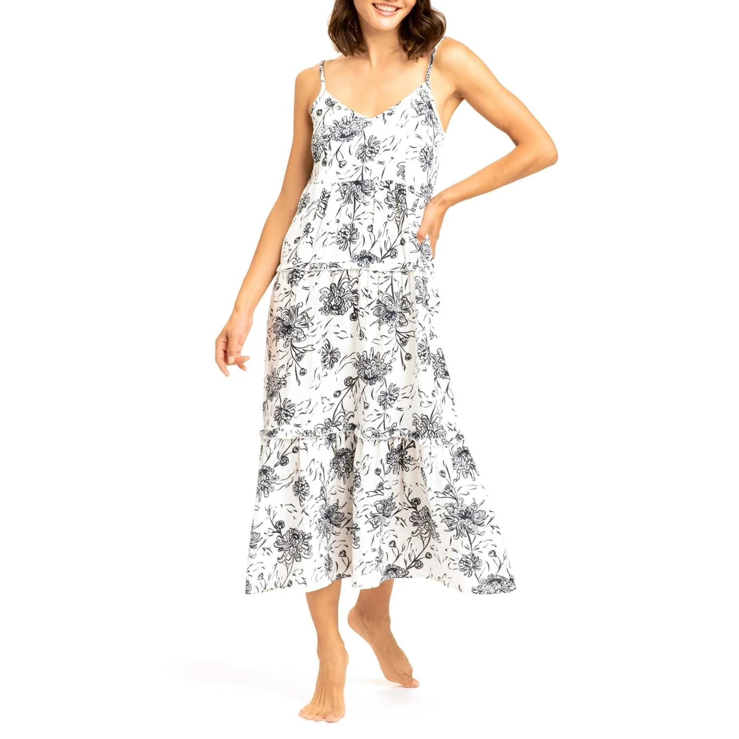 

Макси-платье из цветной марли Джины Threads 4 Thought, Floral Bloom White