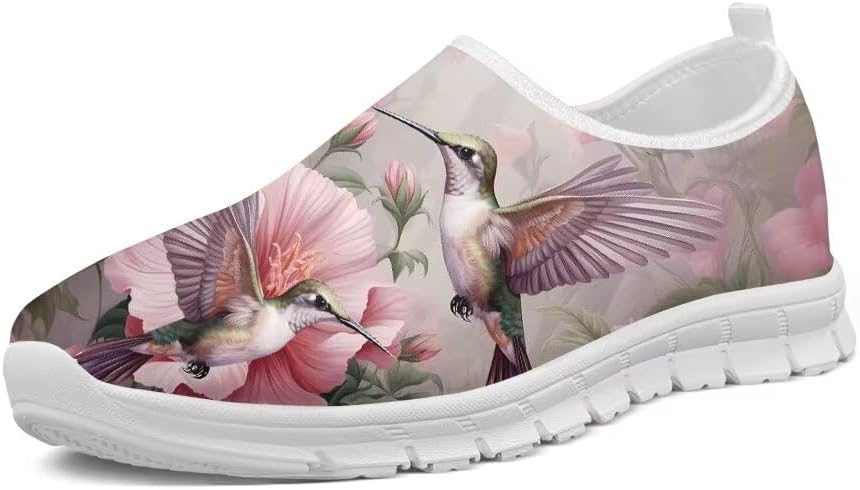 

Женские кроссовки Forchrinse Green Hummingbird Peony с легкой подошвой, без шнурков, для прогулок, унисекс, модные кеды из легкого канваса, нескользящие, для мужчин, розовый