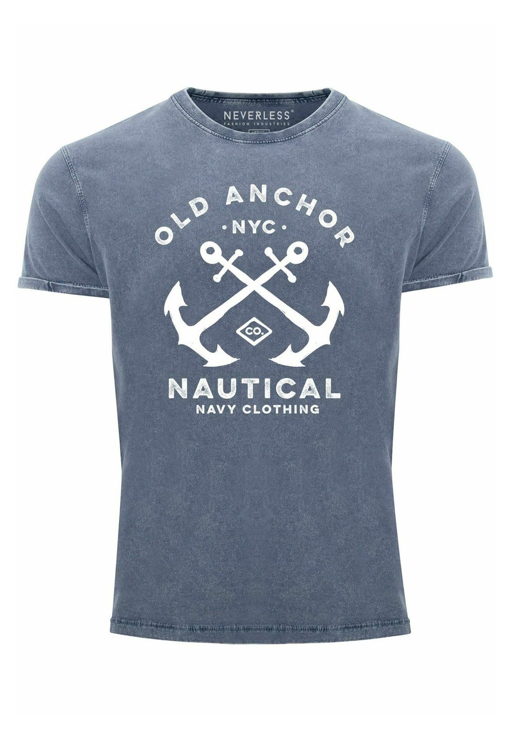 

Футболка с принтом VINTAGE GEKREUZTE ANKER OLD ANCHOR NAUTICAL USED LO Neverless, синий