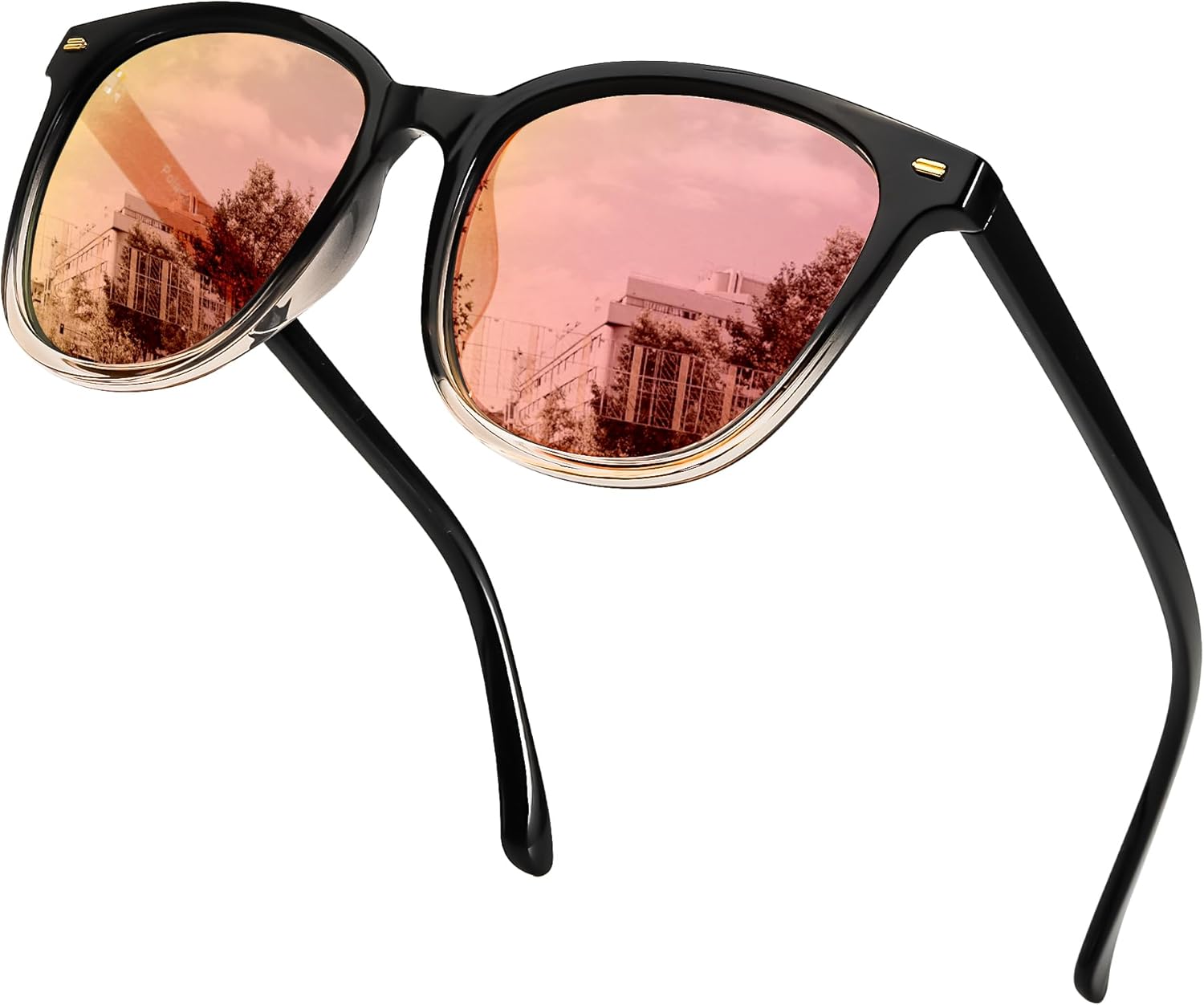 

Солнцезащитные очки SIPHEW с зеркальными поляризованными линзами для женщин - дизайнерские квадратные пляжные очки большого размера с защитой от УФ-излучения UV400, A25-black Framed Pink Lens