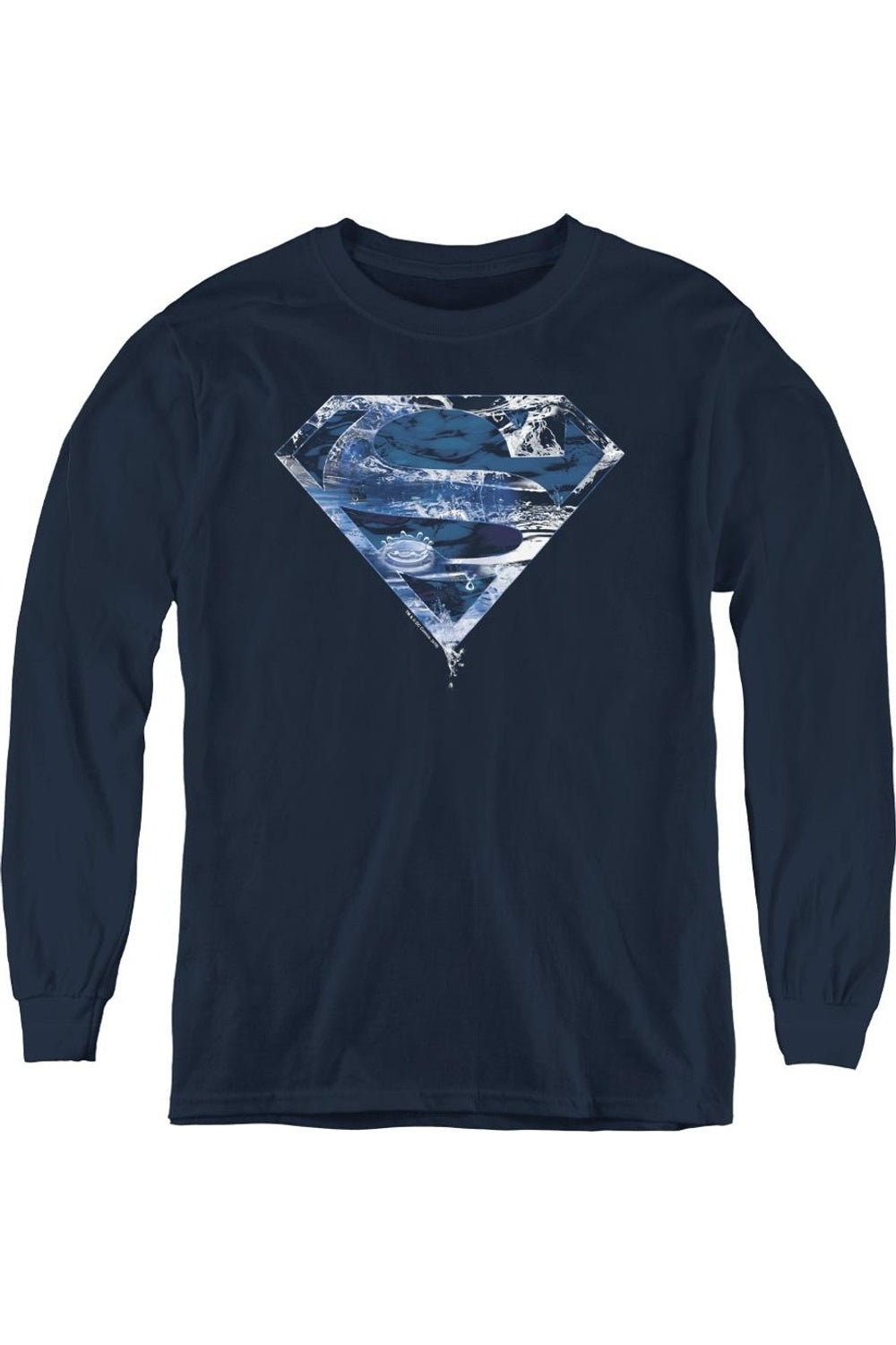 

Футболка с длинным рукавом "Супермен: Водный щит" для детей Gildan, темно-синий