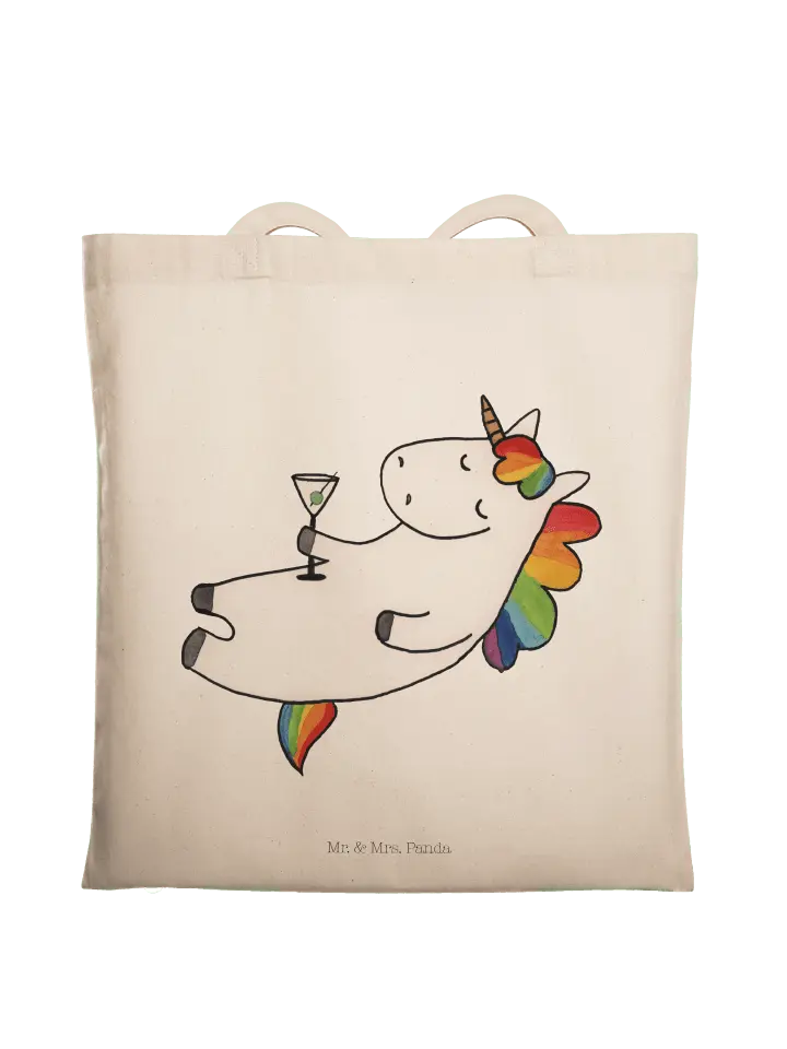 

Сумка для переноски Mr & Mrs Panda Einhorn Cocktail ohne Spruch, кремовый