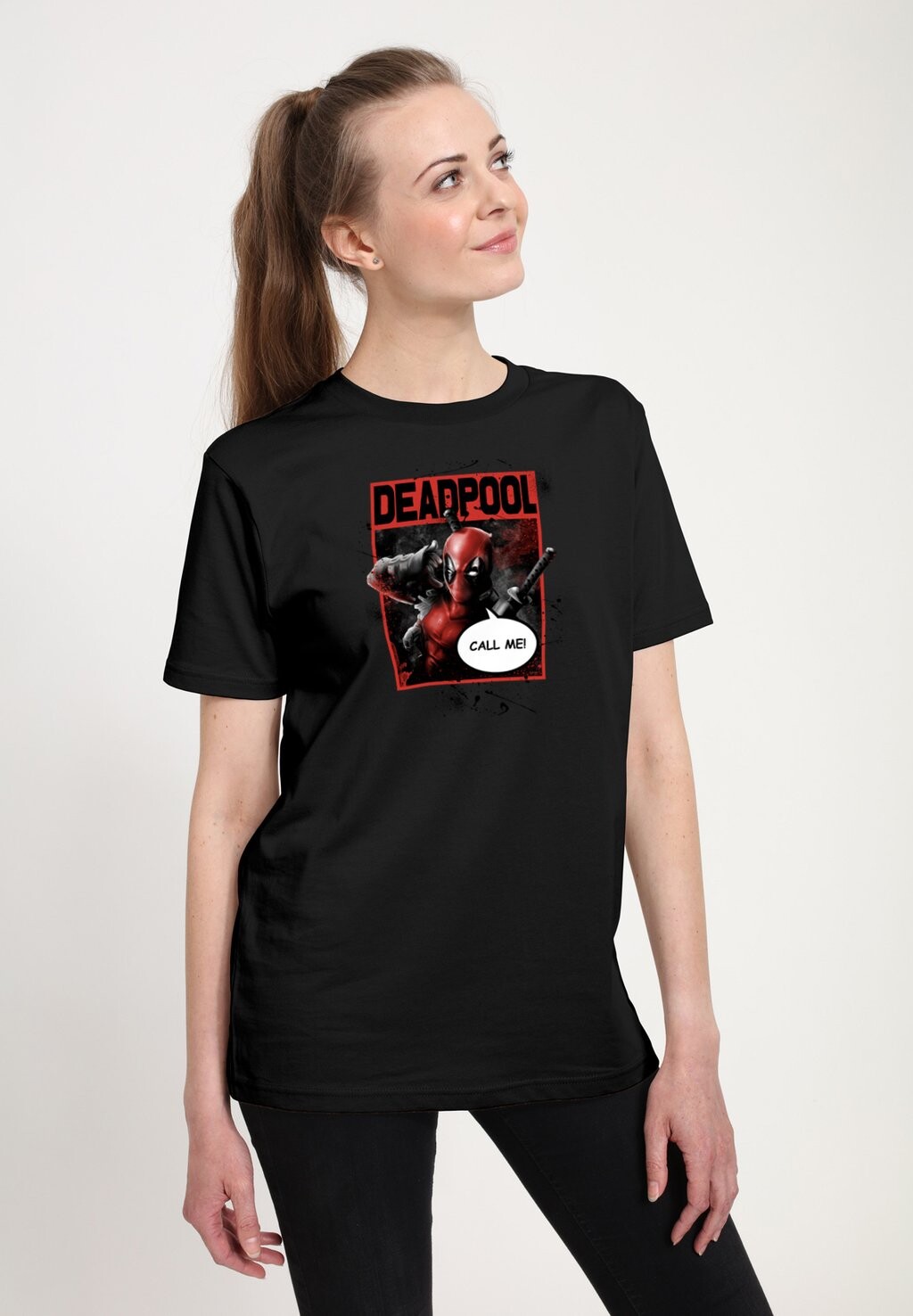 

Футболка с принтом DEADPOOL CALL ME Marvel, черный