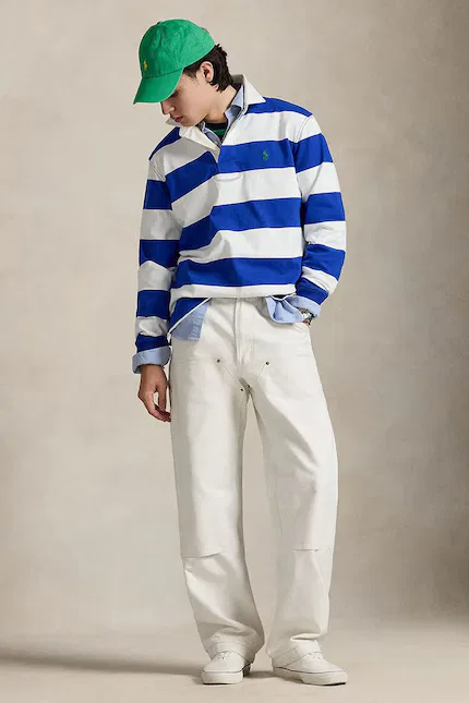 Лонгслив с длинным рукавом модель с синими полосками Polo Ralph Lauren, синий — фото 3