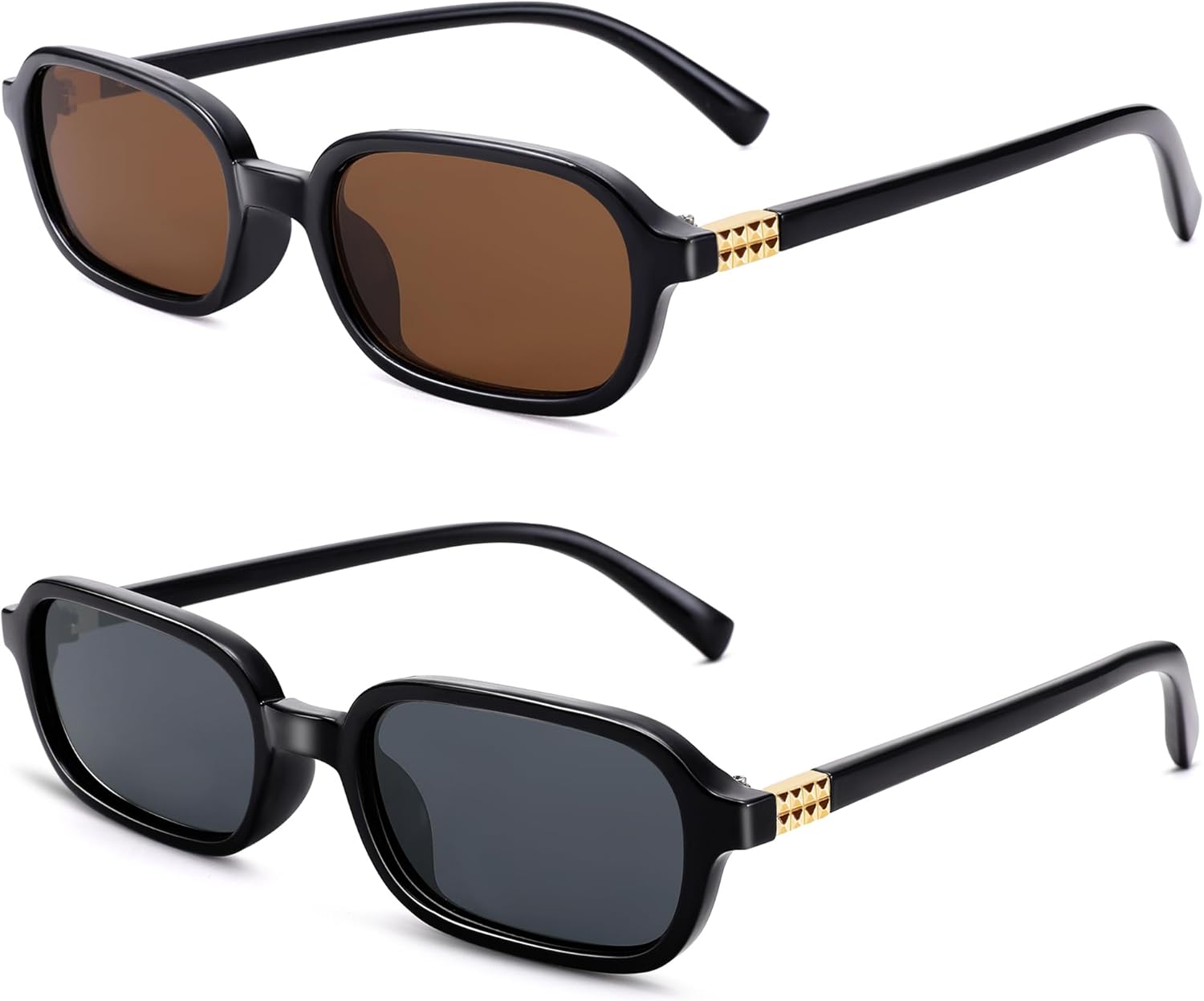 

Солнцезащитные очки NULOOQ в стиле ретро, ​​прямоугольные, для женщин, модные в 90-х, с узкой квадратной оправой, A1* (Black Frame/Brown Lens + Black Frame/Gray Lens) - 2 Pack