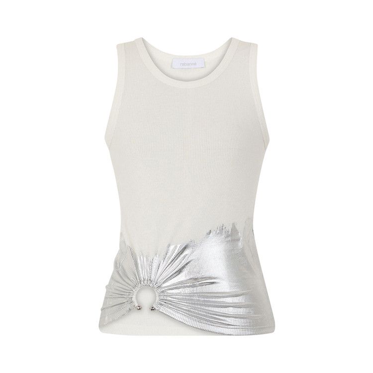 

Топ Rabanne Piercing Ribbed Jersey Tank Top, White/Silver