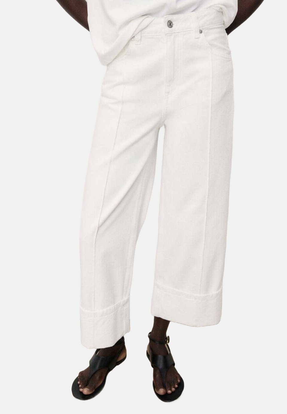 

Джинсы свободного кроя WIDELEG WITH TURNED-UP HEM Mango, белый