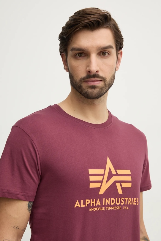 

Базовый хлопковый футболка Basic T-Shirt Alpha Industries, бордовый