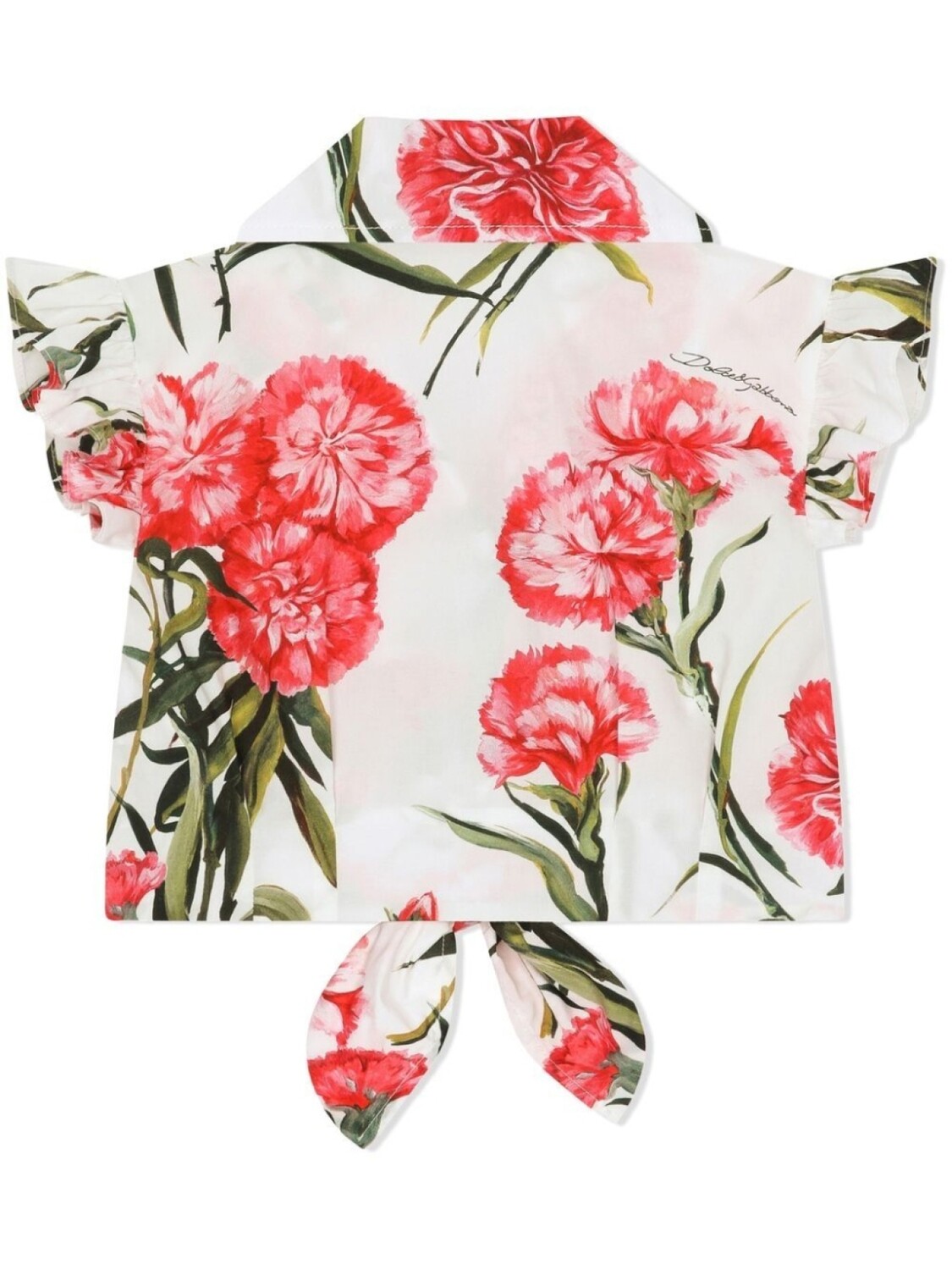 Dolce & Gabbana Kids блузка с оборками и цветочным принтом, белый — фото 2