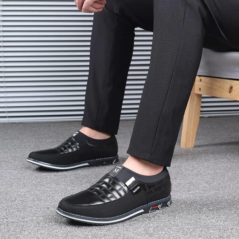 

Мужские оксфорды дерби ортопедические кожаные слипоны повседневные туфли люксовые деловые мягкая подошва плоские оксфорды Recyphi, черный