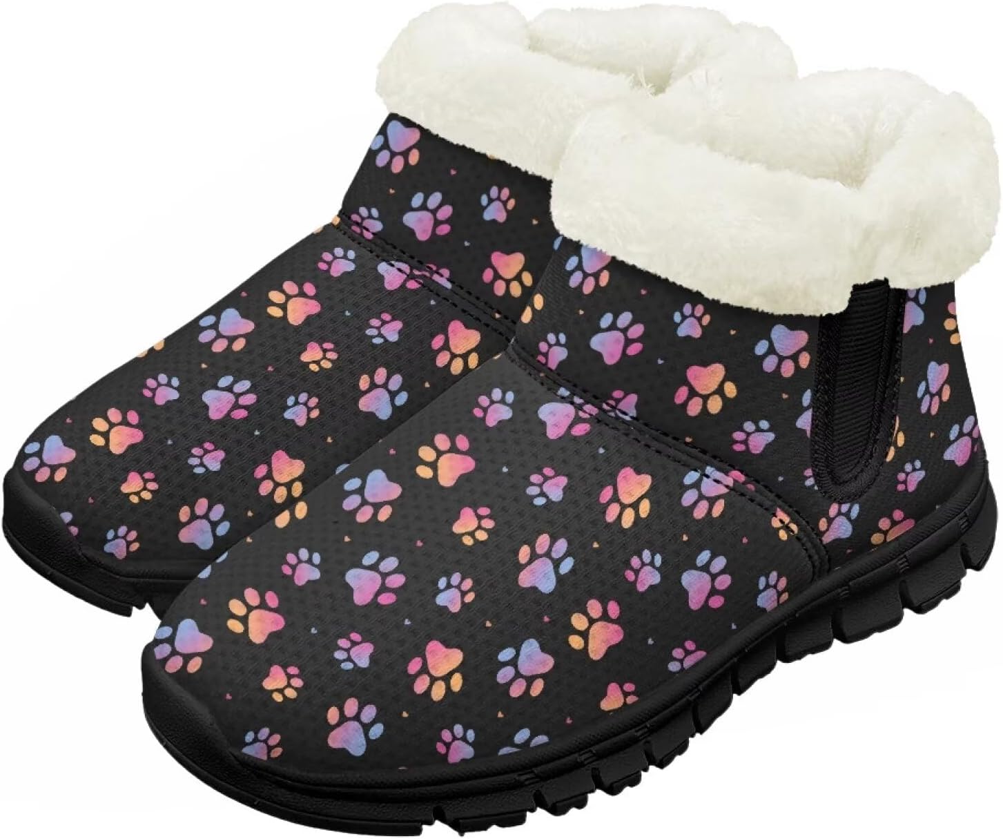 

Детские зимние сапоги для девочек, водонепроницаемые, противоскользящие, для холодной погоды, с искусственным мехом, походные ботинки Goronwyfloyd, Colorful Dog Paw