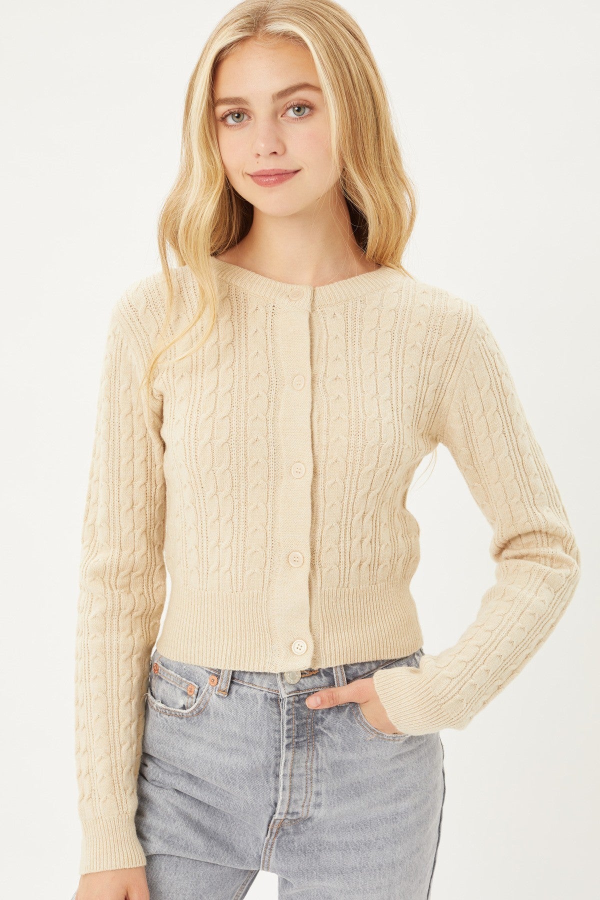 

Кардиган с длинными рукавами и застежкой-молнией FASHNZFAB, цвет oatmeal