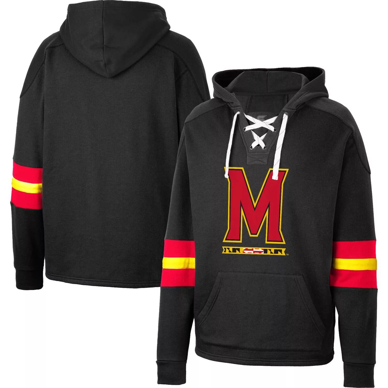 

Мужской черный пуловер с капюшоном Maryland Terrapins на шнуровке 4.0 Colosseum