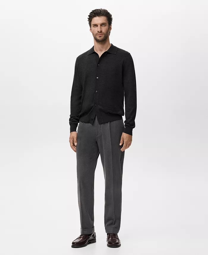 

Мужской кардиган из мериносовой шерсти Mango, серый