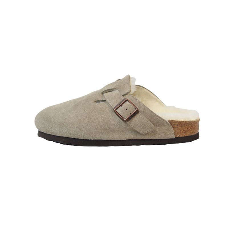 

Boku Унисекс тапочки с закрытым носком серые с розовой подкладкой из шерсти, цвет Strawberry Pink Wool Lining Mules