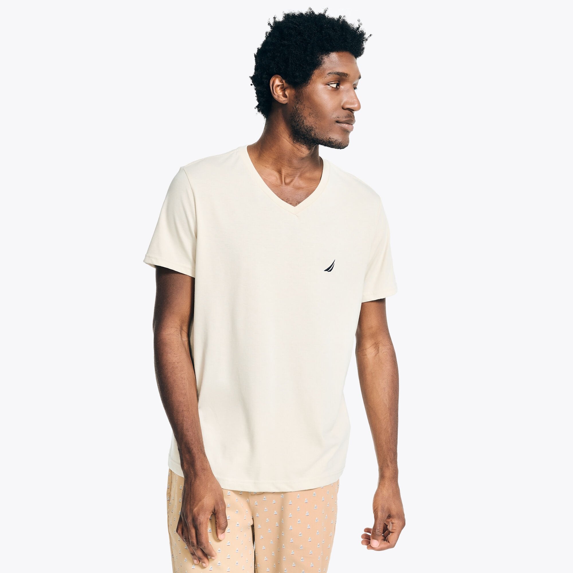 

Футболка Nautica Heather с V-образным вырезом, цвет oatmeal heather