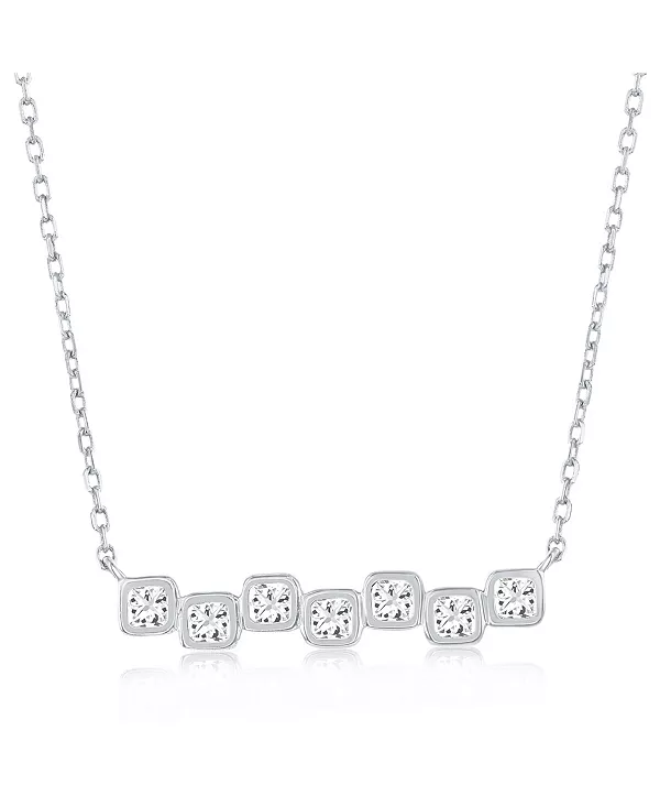 

Ожерелье из стерлингового серебра с квадратной оправой и фианитами Simona, silver