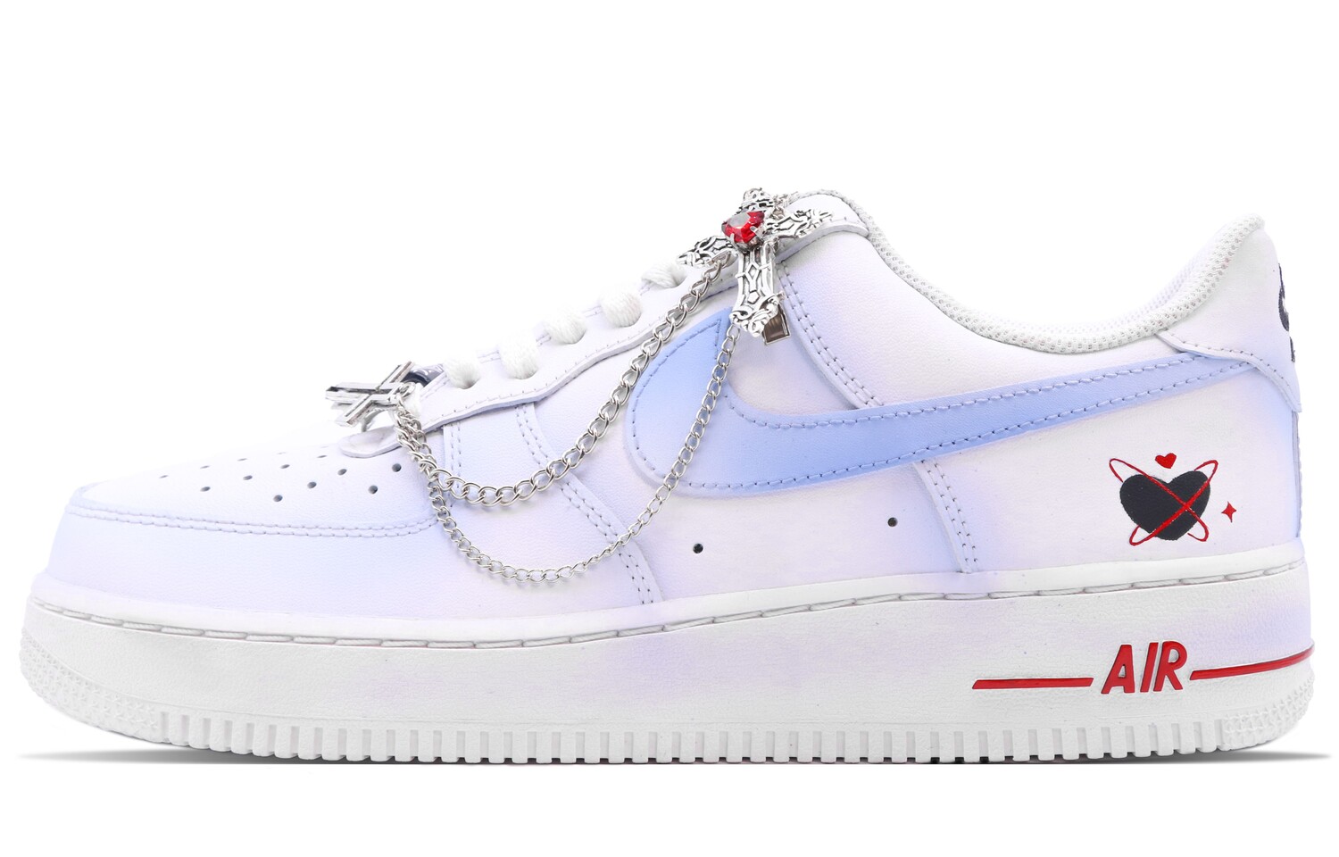 

Кроссовки для скейтбординга Air Force 1 женские с низким верхом, белый, синий Nike