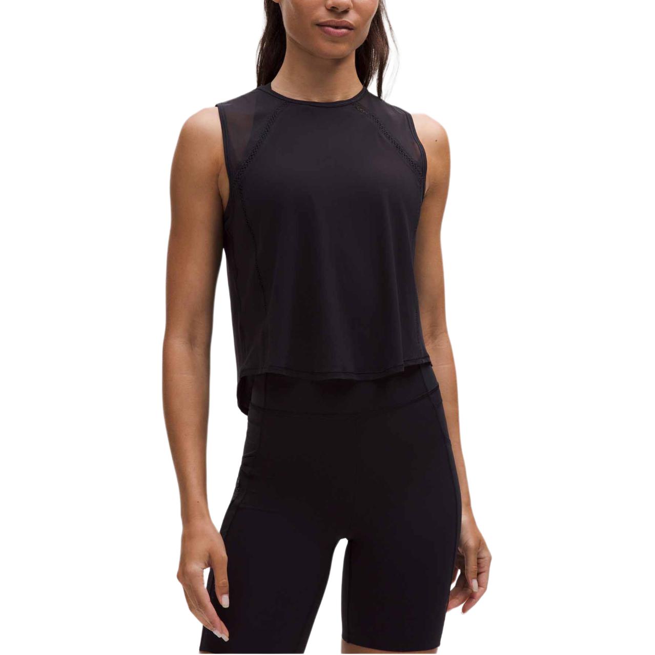 

Кроп спортивная майка для женщин Lululemon, черный