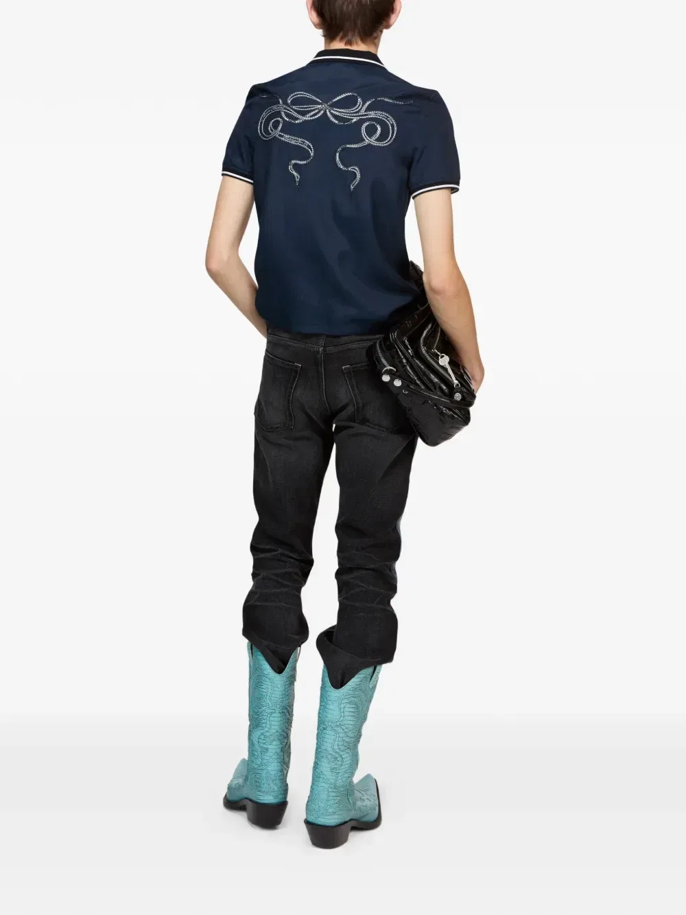 Рубашка с бантом Acne Studios, синий — фото 2