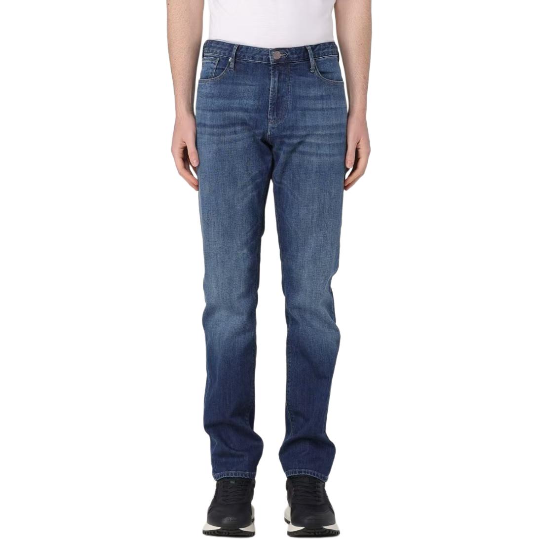 Джинсы slim fit с бляшкой с логотипом EMPORIO ARMANI, синий — фото 4