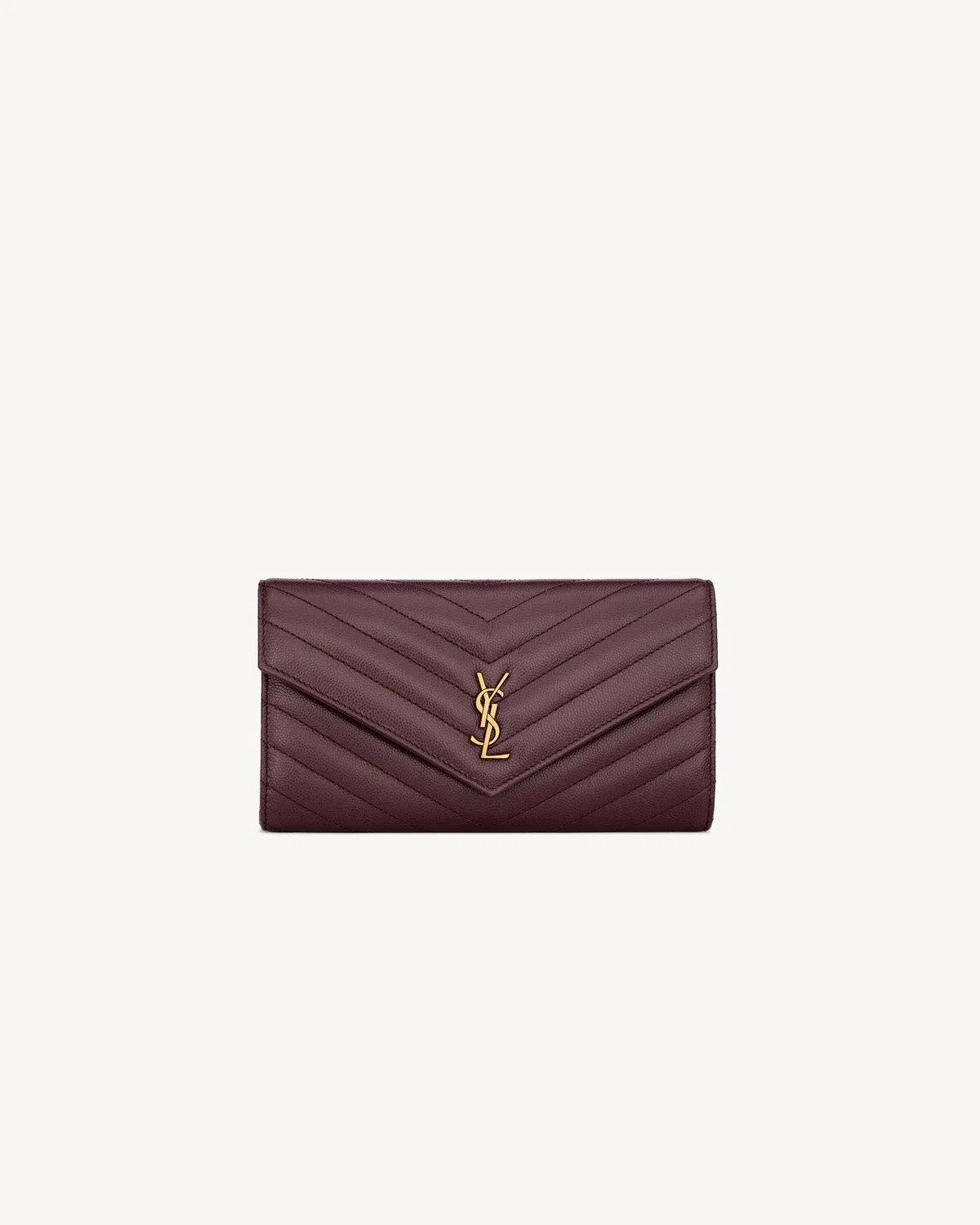 Большой кошелек на клапане CASSANDRE из кожи GRAIN DE POUDRE SAINT LAURENT, бордовый
