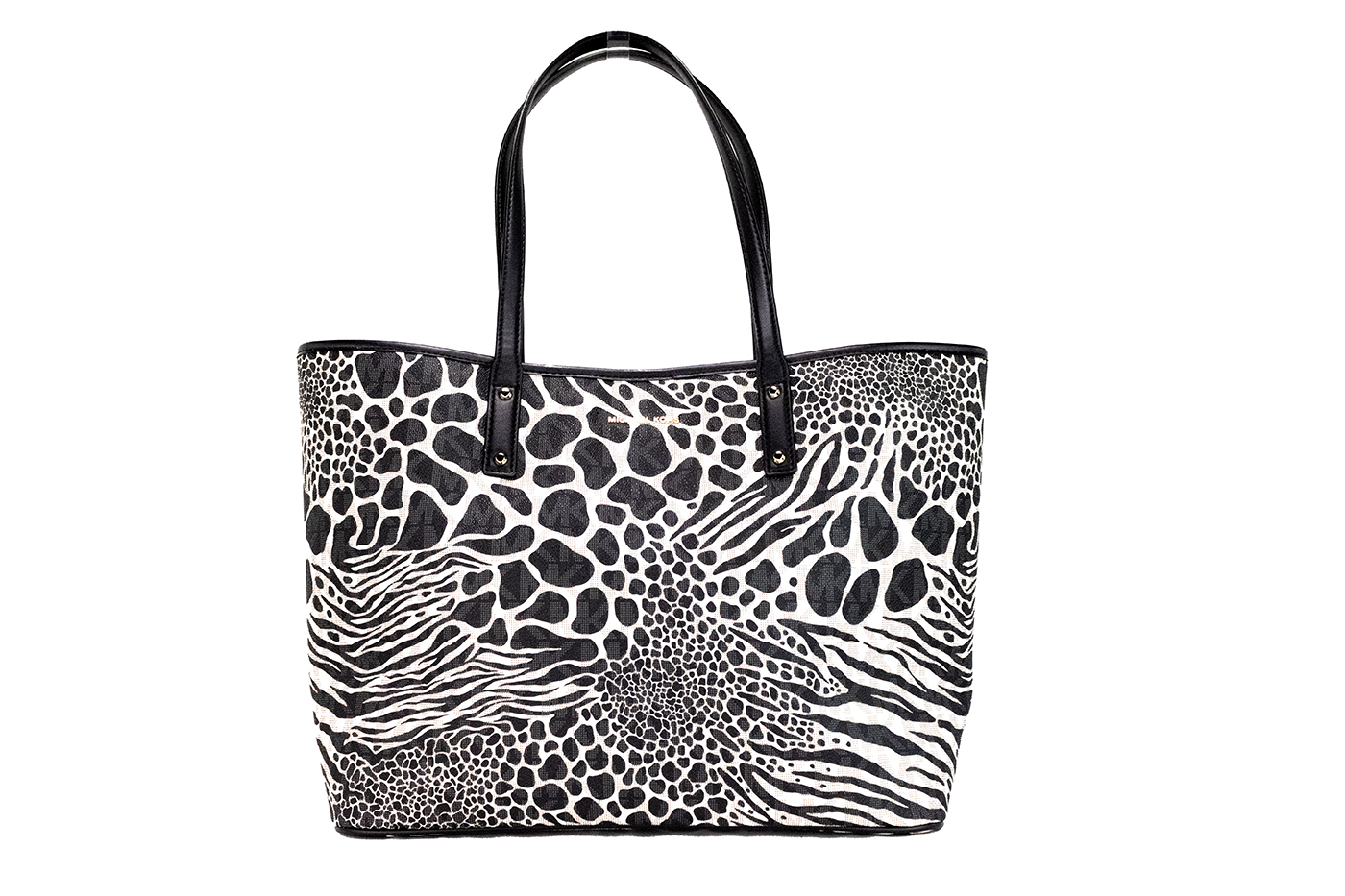 

Сумка-кошелек Carter Large Black Animal Print PVC Open Tote через плечо Michael Kors