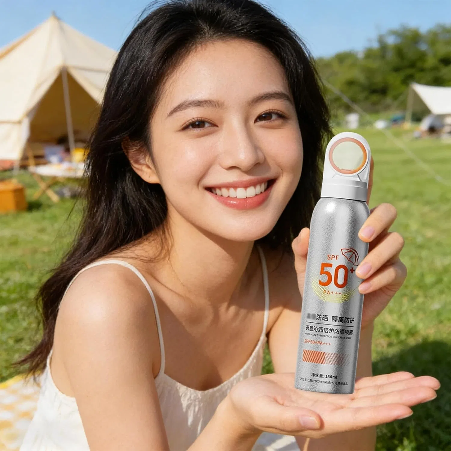 Солнцезащитный спрей для тела SPF50+ PA++++, без запаха, 150 мл, серебристый — фото 3