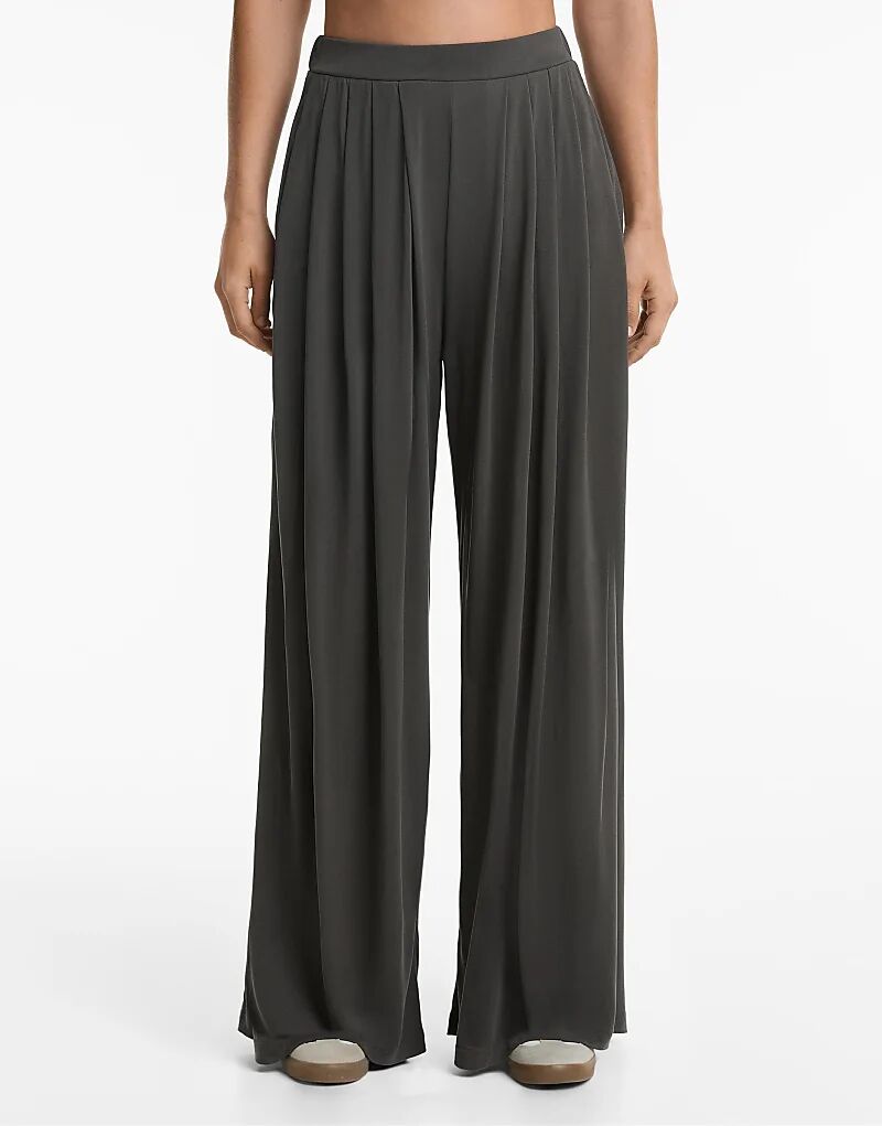 

Брюки Oysho Extra Wide из смеси модала антрацитового цвета