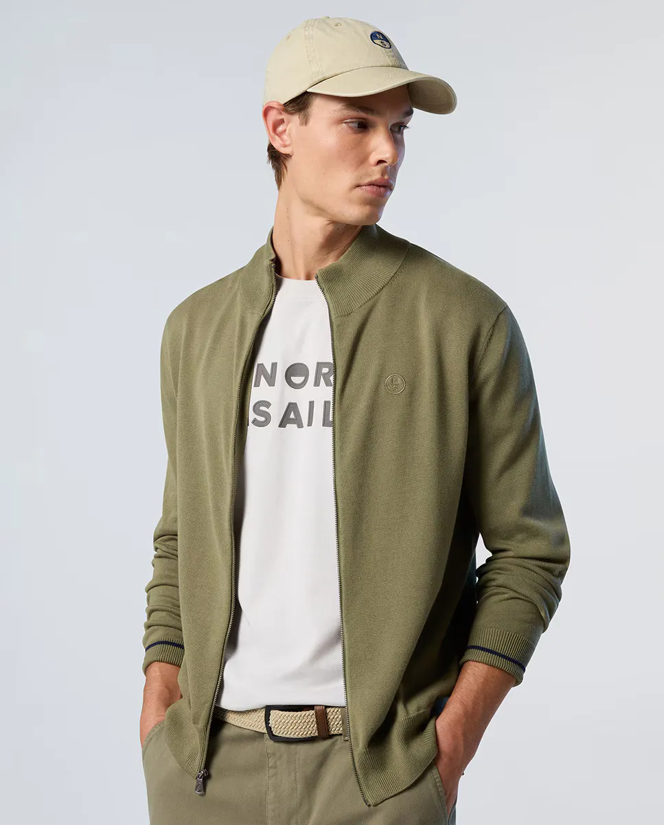 

Мужской кардиган на молнии из органического хлопка North Sails, цвет Kaki