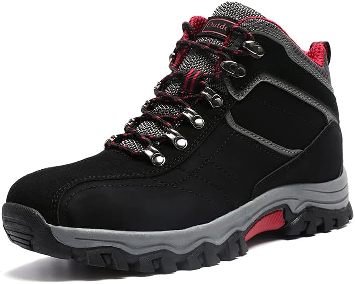 

Водонепроницаемые походные ботинки PILLUREN средней высоты для мужчин - прочная и удобная обувь для активного отдыха, черный/красный