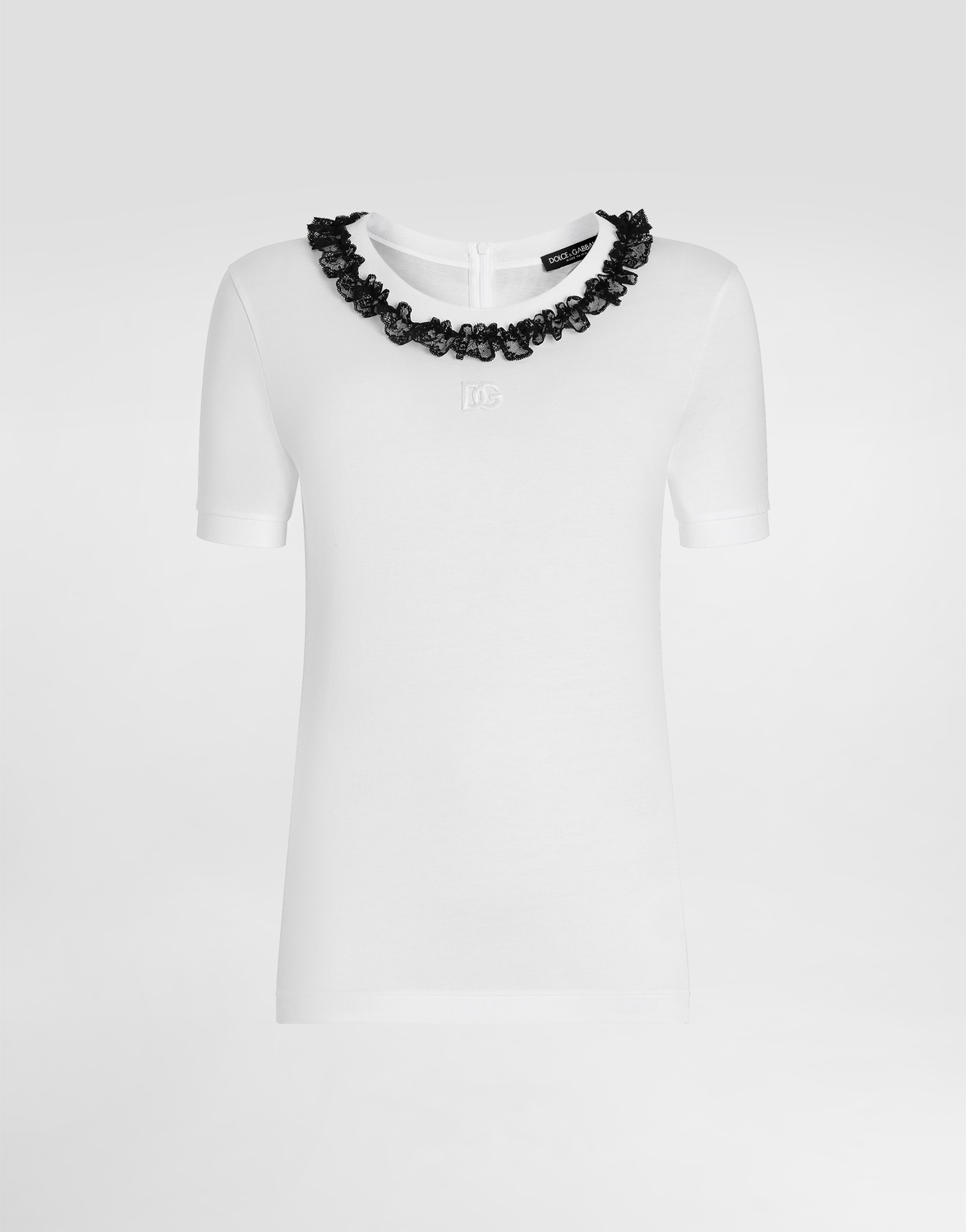 

Футболка из джерси с кружевом и вышивкой DG DOLCE & GABBANA, белый