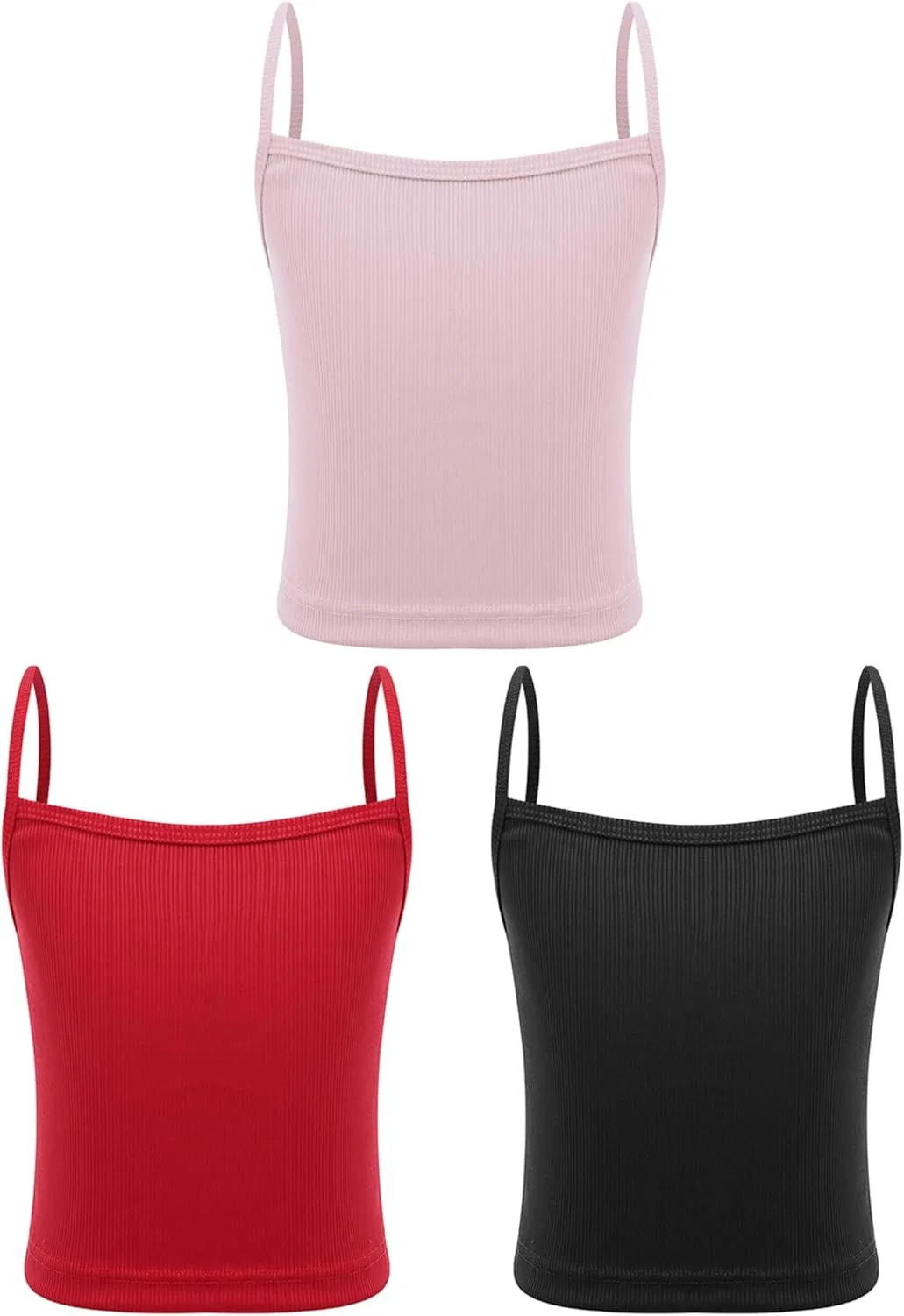Комплект топов на бретелях для девочек, Jugaoge, 3 шт, Black&red&pink