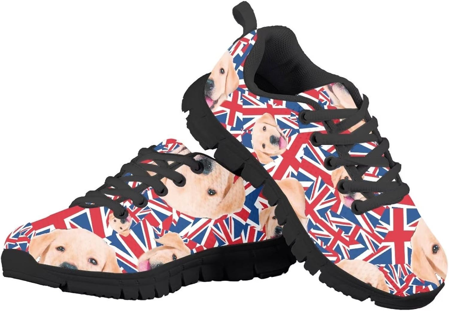 

Кроссовки GIFTPUZZ для детей и взрослых унисекс, легкие и дышащие, для бега, походов, прогулок, спорта и путешествий, Union Jack With Dog