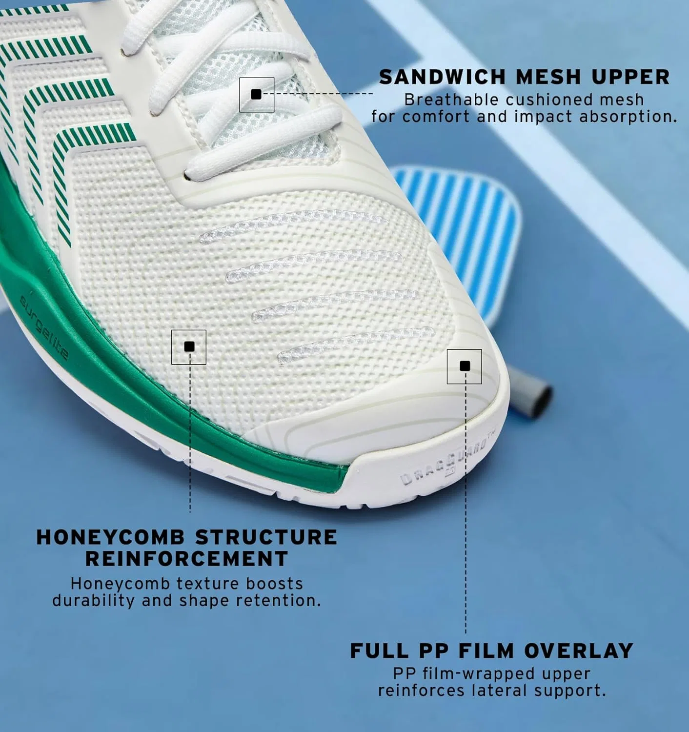 Кроссовки для пиклбола K-Swiss Ultrashot Light, бело-зеленые — фото 4