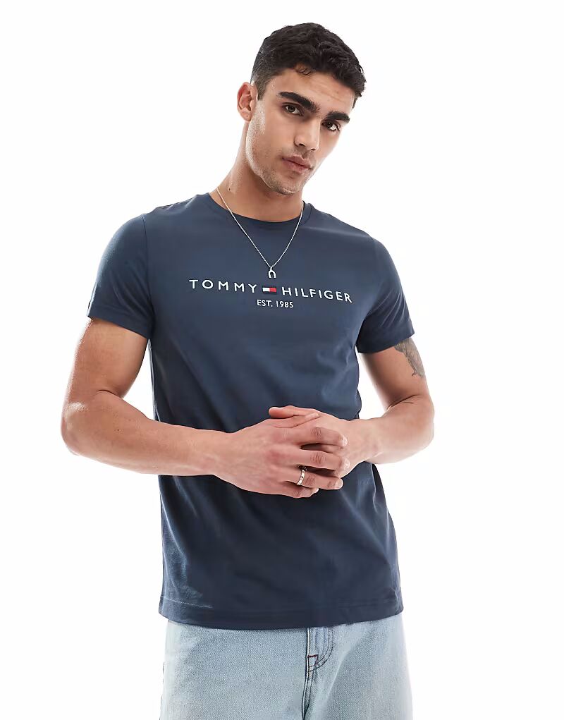 

Футболка с логотипом Tommy Hilfiger темно-синего цвета