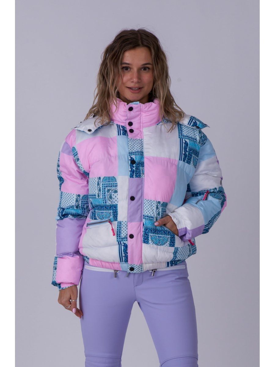 

Женская стильная пуховая куртка в стиле пэчворк OOSC, White