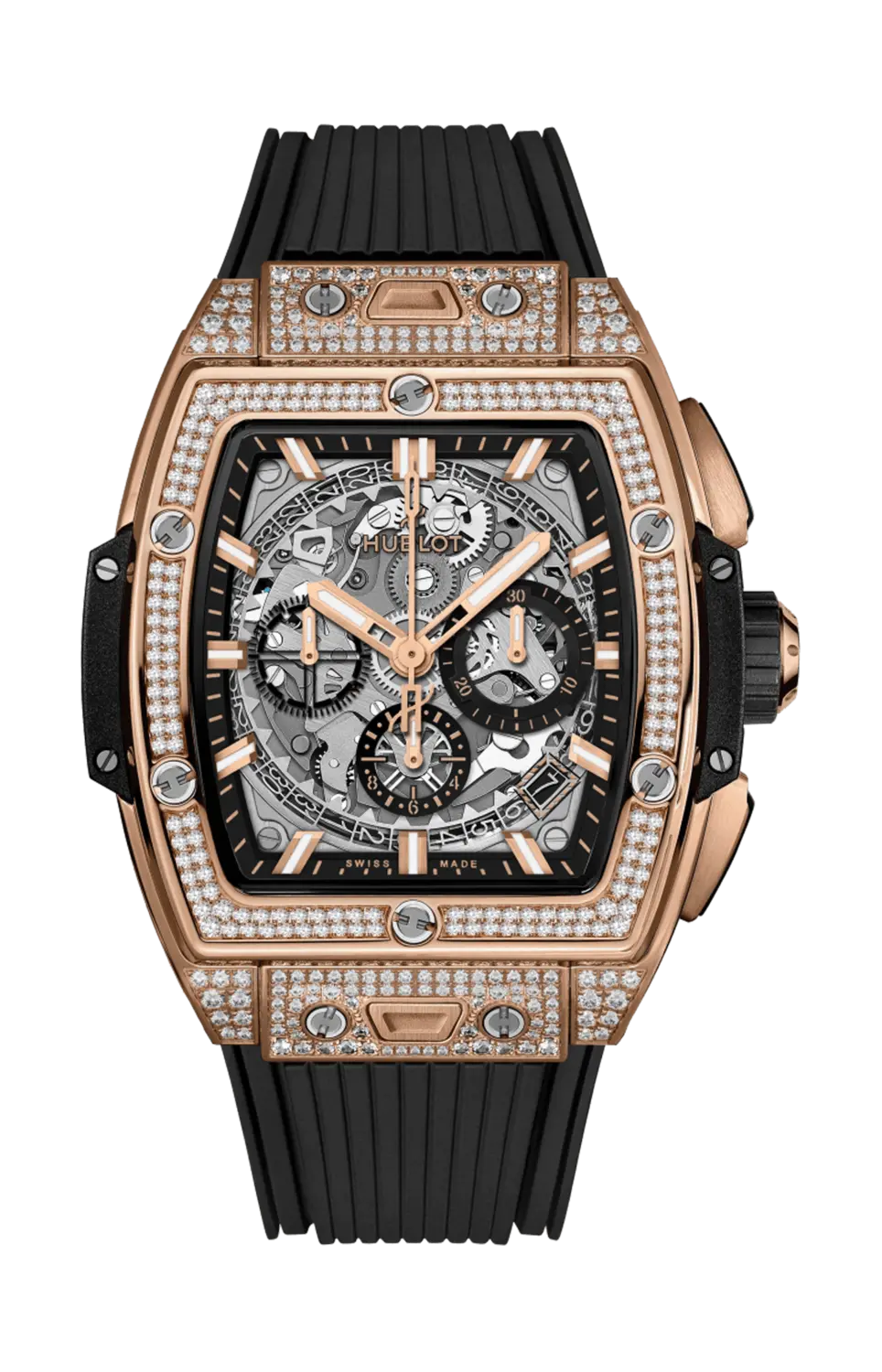 

Часы Hublot King gold pavé chronograph с розовым золотом 42 мм