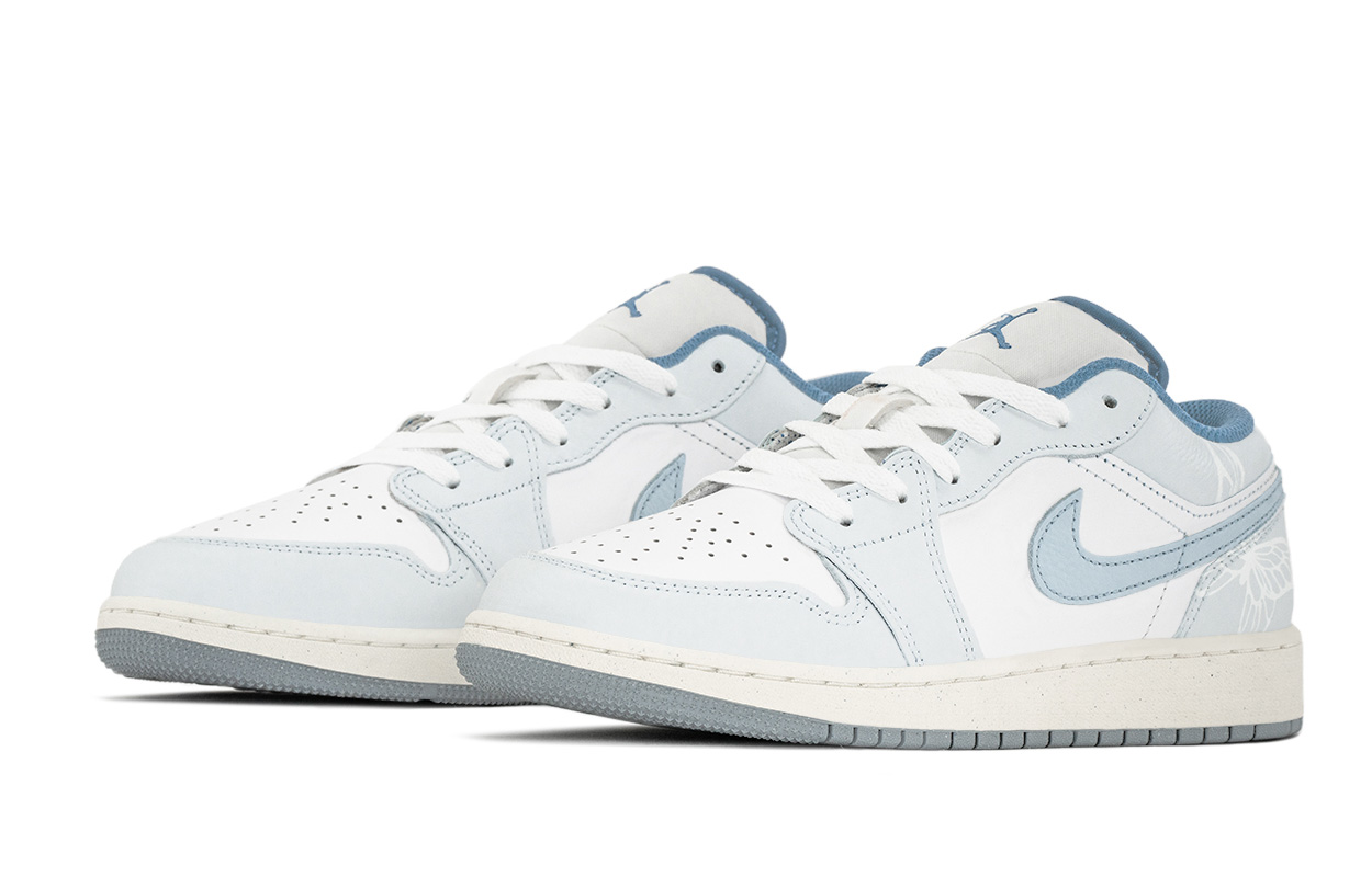 Air 1 нескользящие низкие детские баскетбольные кроссовки blue white для подростков Jordan, синий белый — фото 4