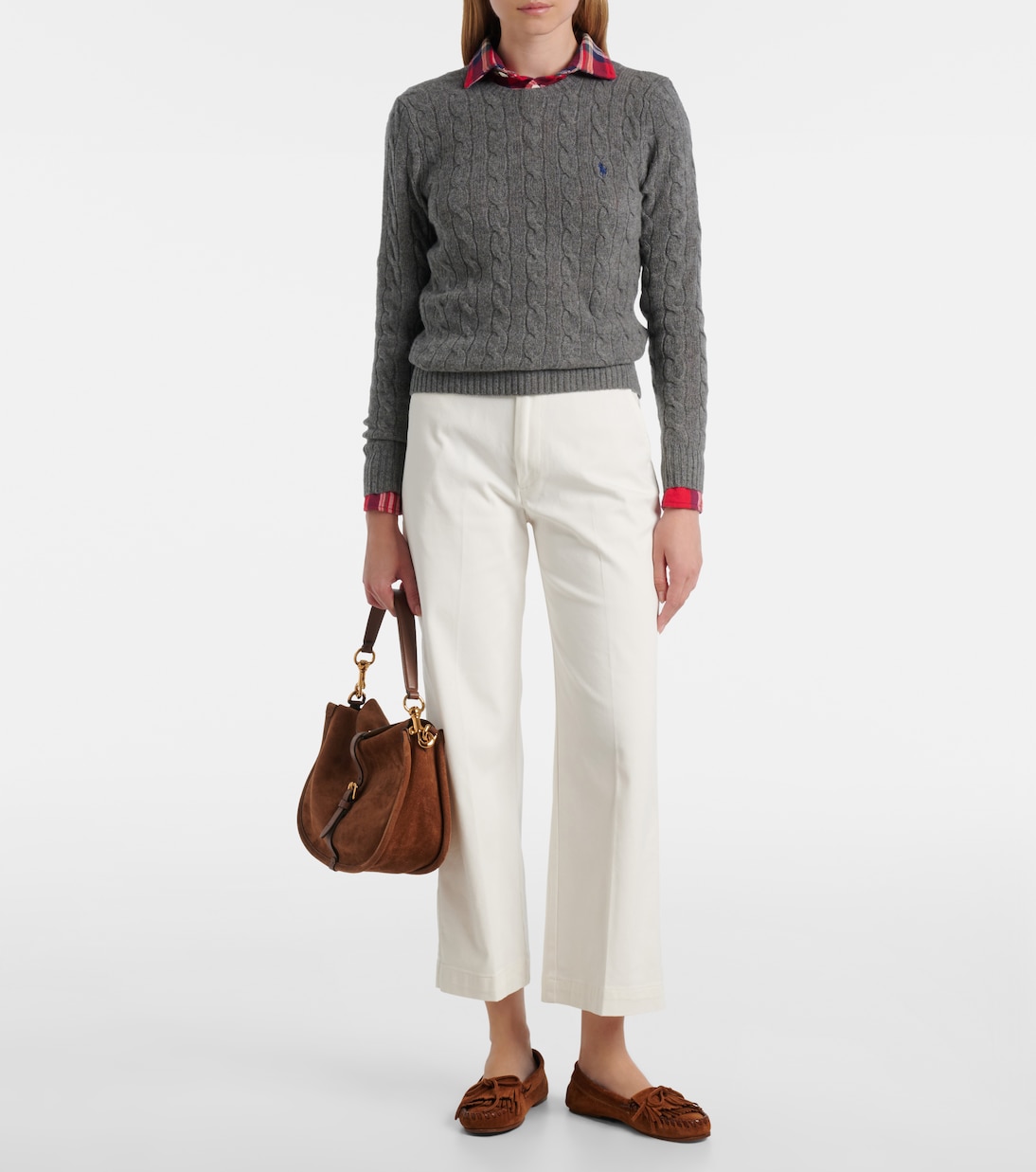 Свитер из шерсти и кашемира, связанный косами Polo Ralph Lauren, Flannel Grey Heather — фото 2
