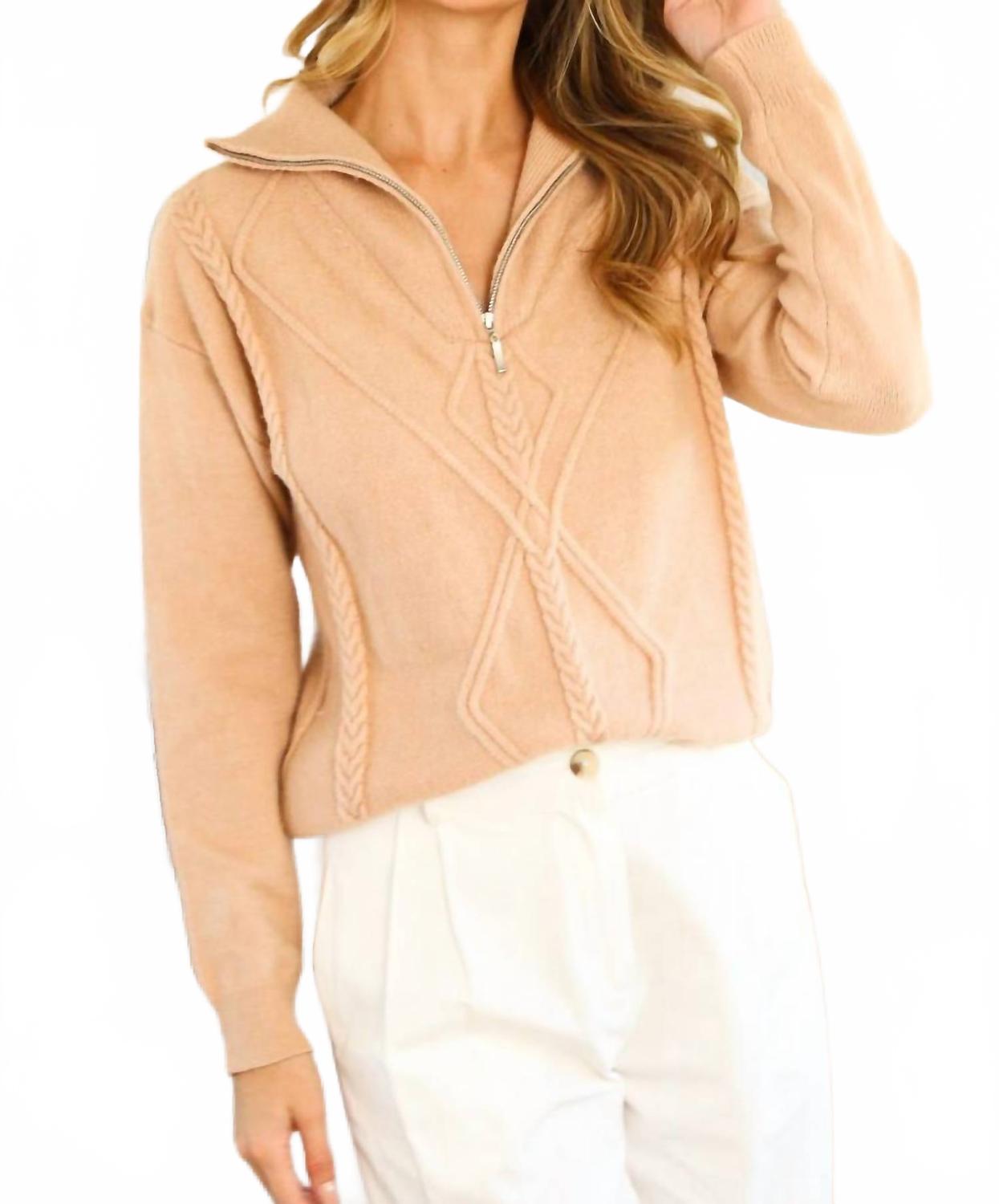 

Текстурированный полузастегивающийся свитер в верблюжьем цвете BABE, коричневый