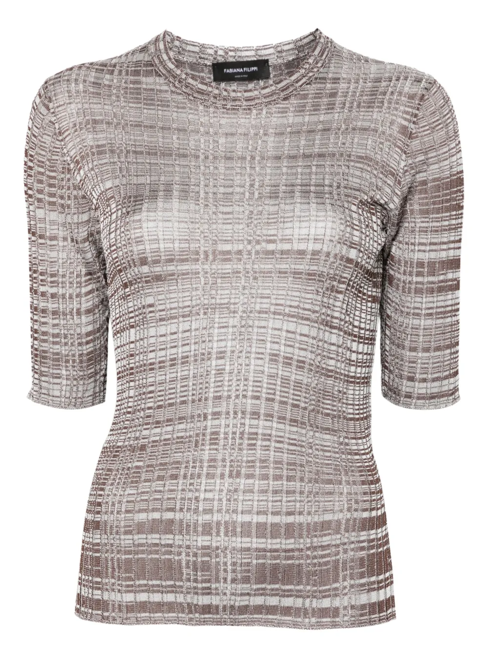 

Плиссированная футболка в полоску Fabiana Filippi, коричневый