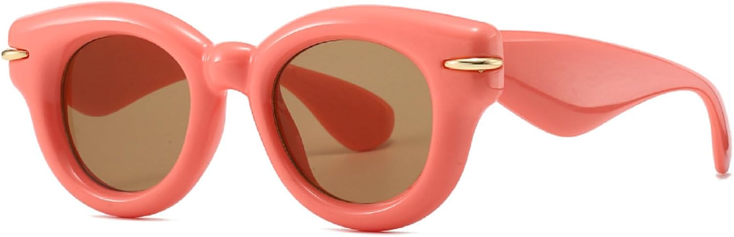 

Женские модные солнцезащитные очки Y2K овальной формы конфетных цветов с ретро-заклепками. Мужские дизайнерские круглые солнцезащитные очки в стиле панк с защитой от УФ-излучения UV400 mincl, Pink