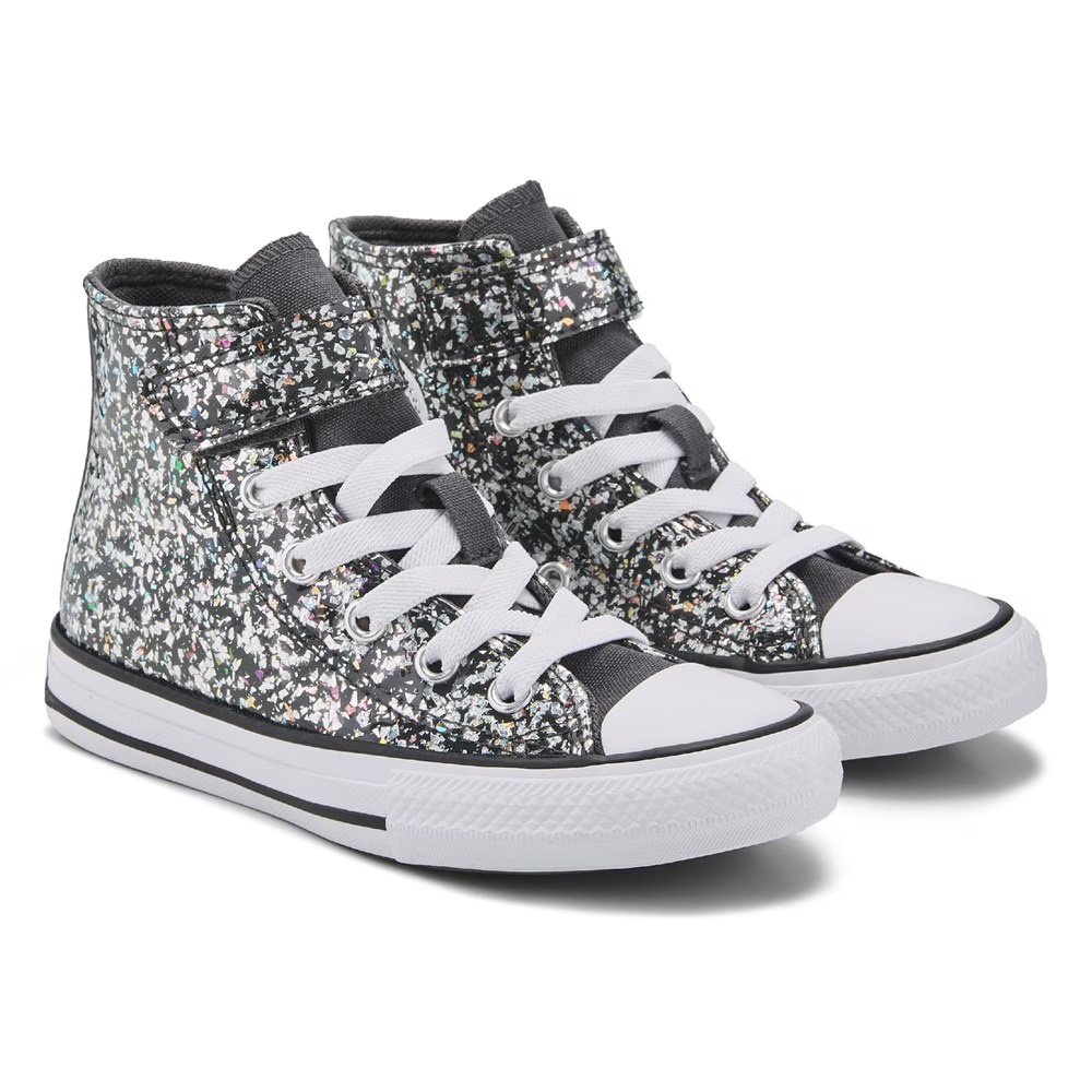 

Детские кеды на липучках Chuck Taylor All Star 1V высокие Converse, grey glitter