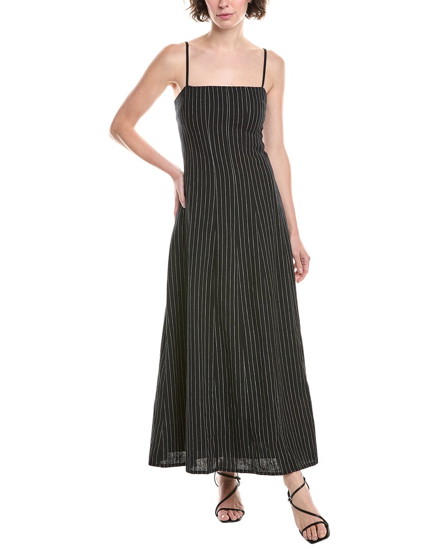 

Rag & bone Полосатое платье макси из смесового льна Bianca, черный