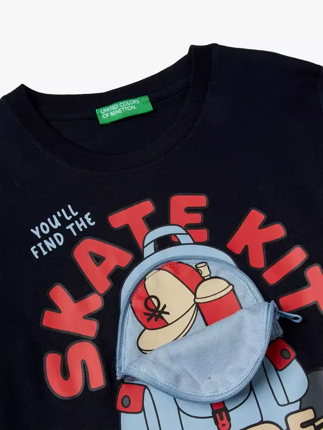 Детская футболка с длинными рукавами для катания на коньках, синяя Benetton — фото 3