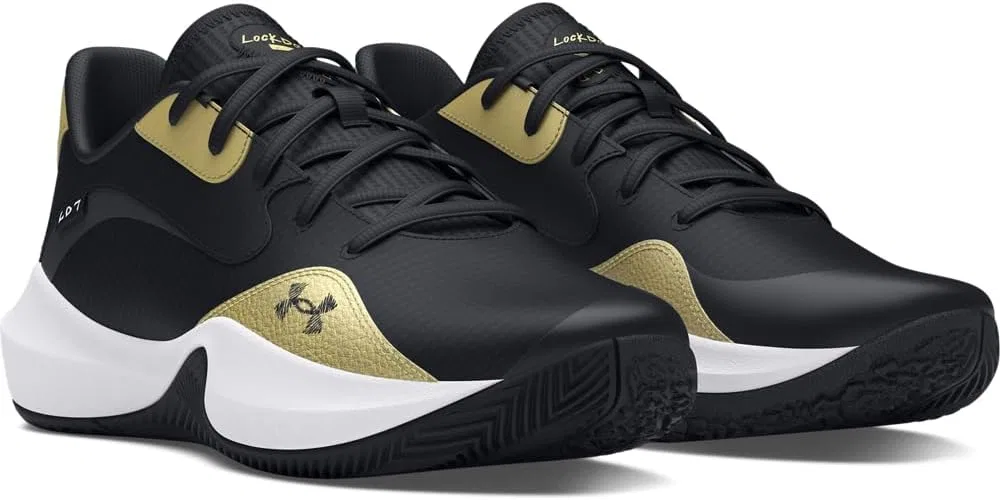 Мужские баскетбольные кроссовки Under Armour UA Lockdown 7 Low, Black Metallic Gold Black — фото 2