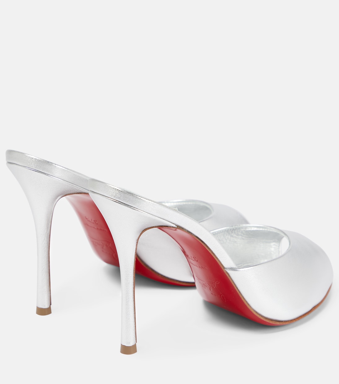 Долли мюли из металлизированной кожи Christian Louboutin, Silver/Lin Silver — фото 3